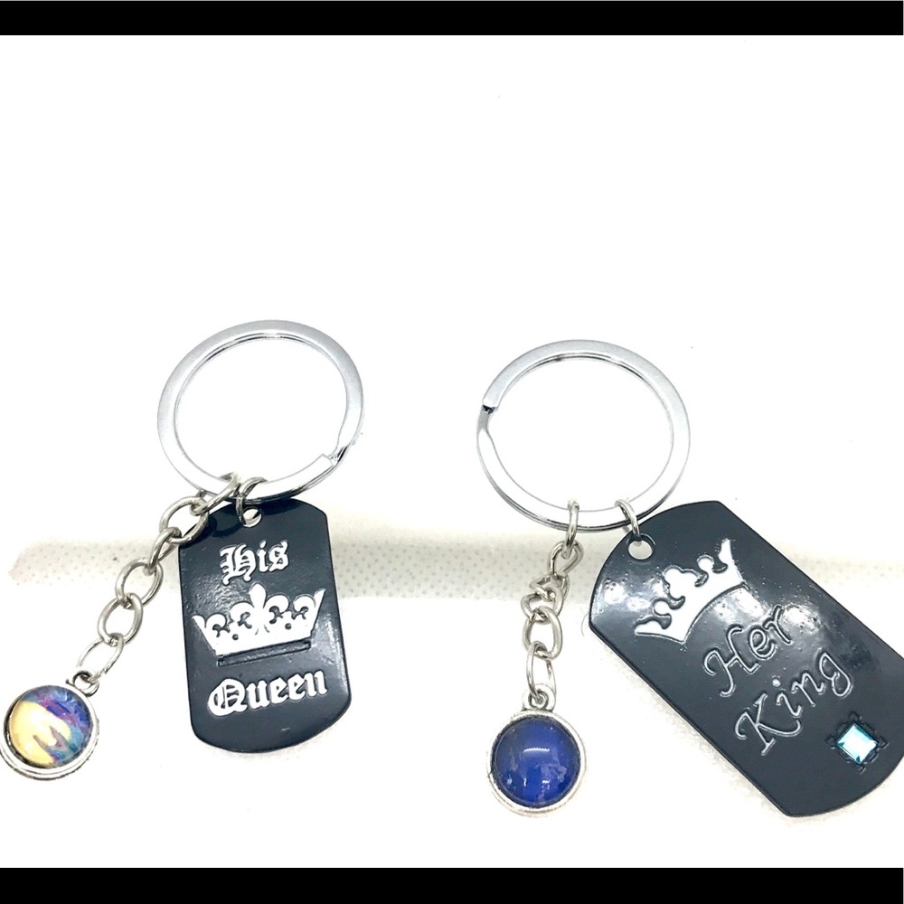 Keychain His Queen Her King pieces handmade